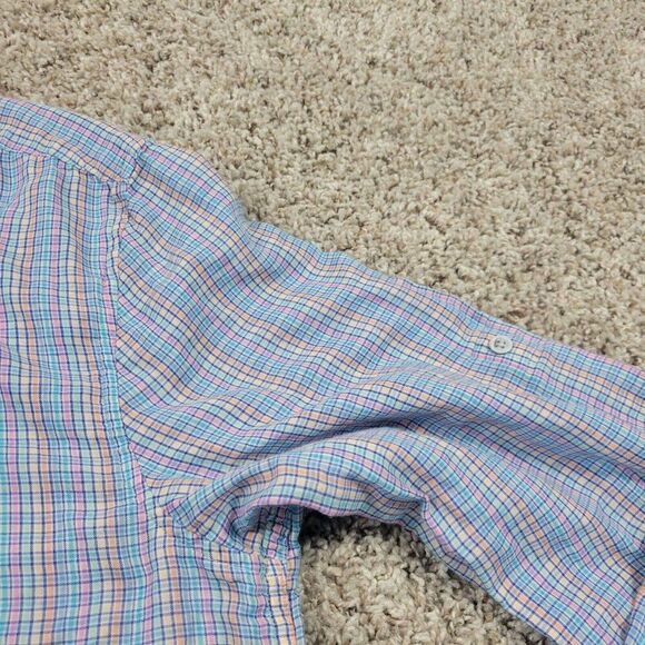 Penguin Munsingwear Shirt Mens Medium Colorful Plaid Long Sl Button Up Roll Tab - Picture 4 of 9